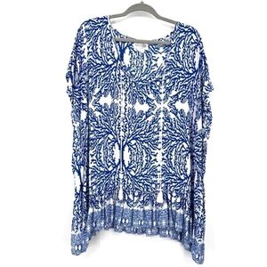 Nvelop UV Protection Tunic Beach Cover Up dress Blue White size S/M